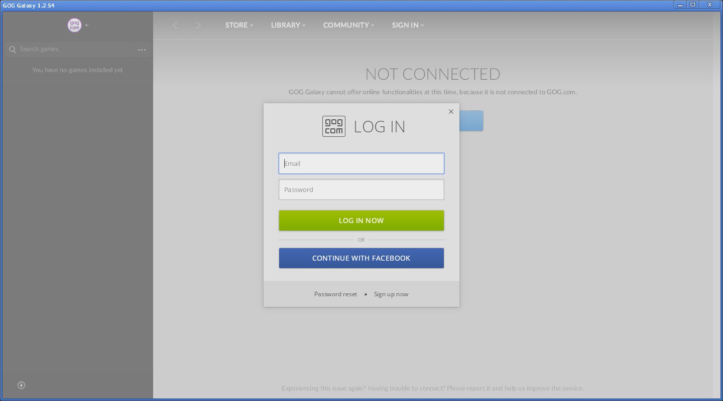 GOG Galaxy kirjaudu sisään Linuxiin
