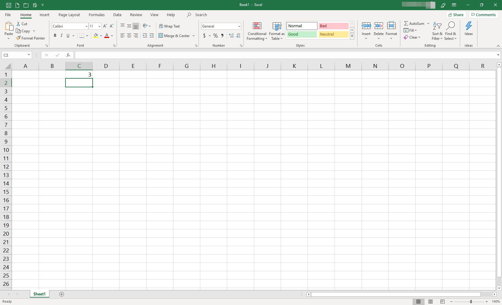 MS Excel -laskentataulukko, jossa yksi solu täynnä tietoja