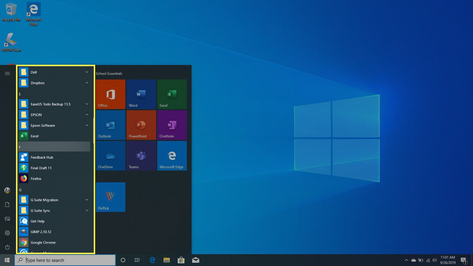 Luettelo Windows 10:n sovelluksista