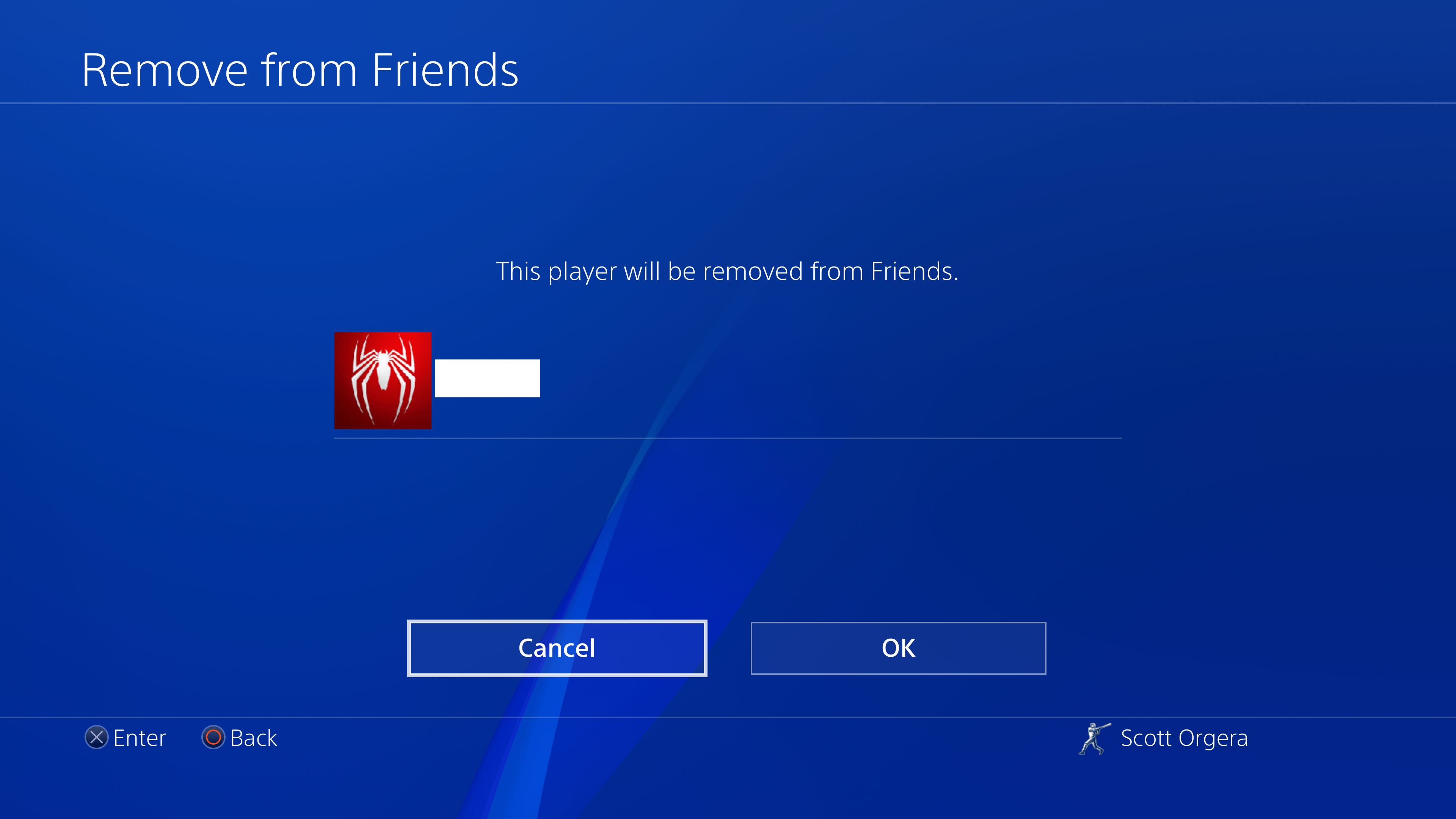 kuvakaappaus PS4:n poistamisesta Friends-näytöltä