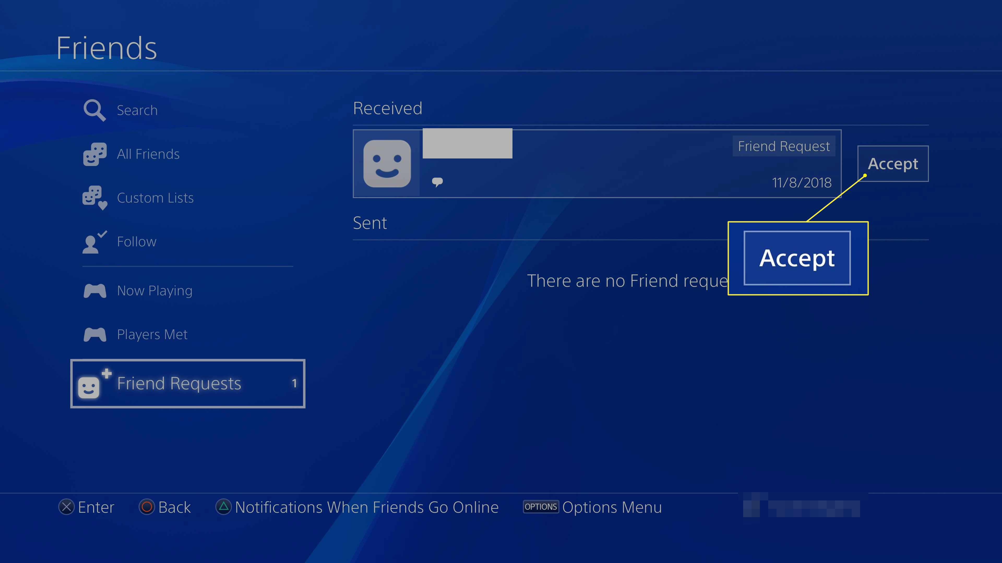 Hyväksy ystäväpyyntö PS4:llä