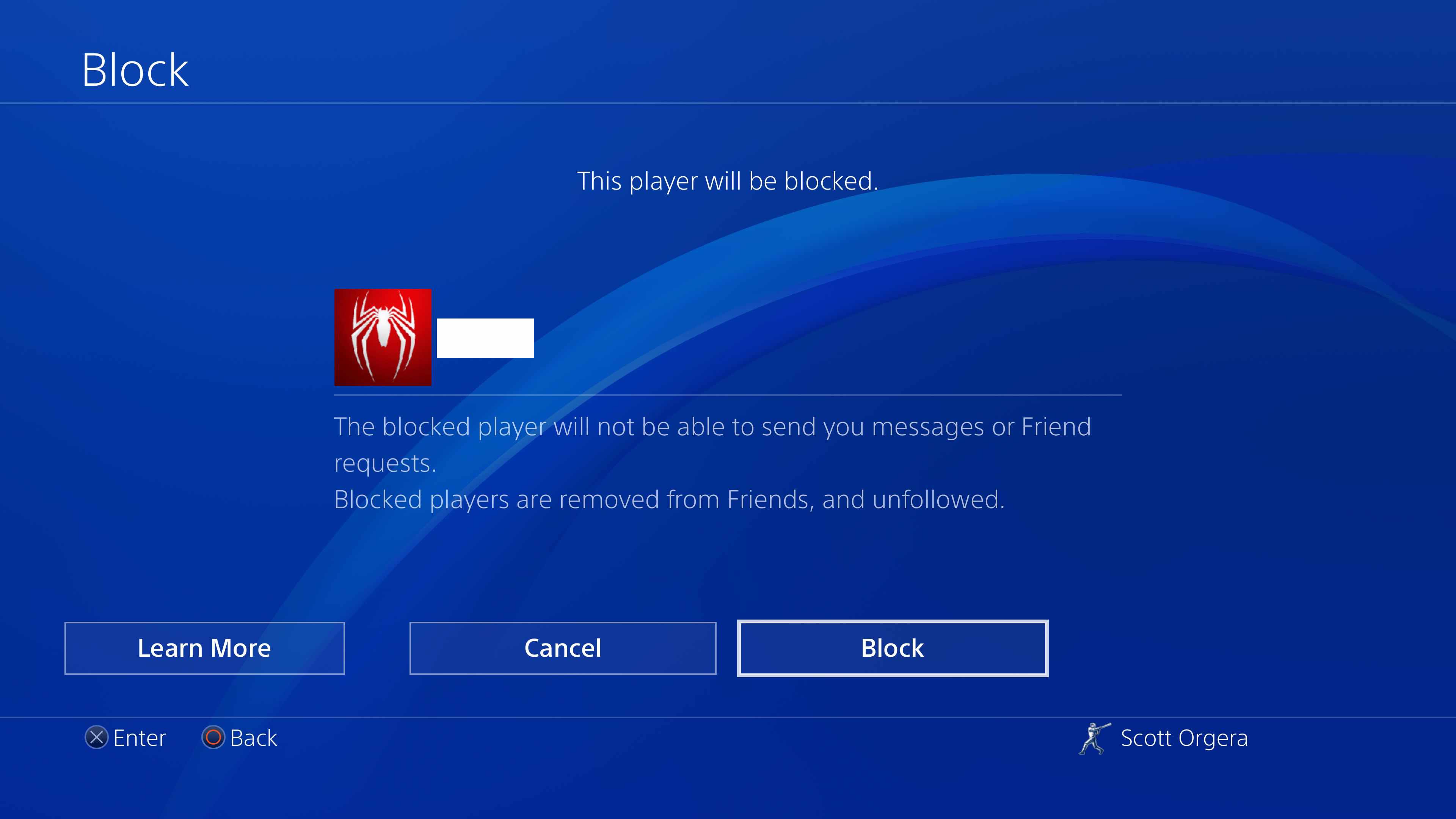 kuvakaappaus PS4 Block -näytöstä