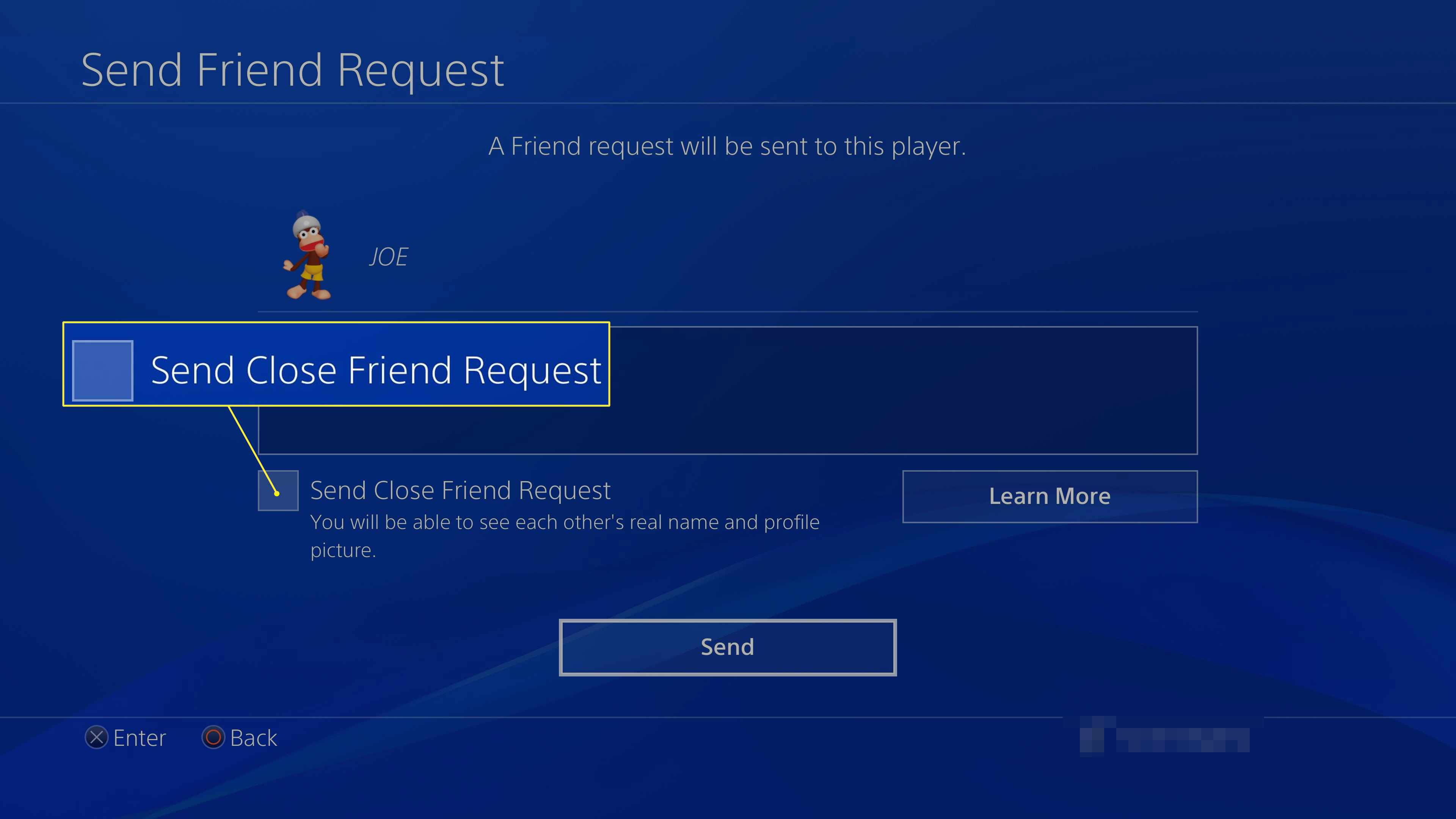 PS4 läheisen ystävän pyyntö