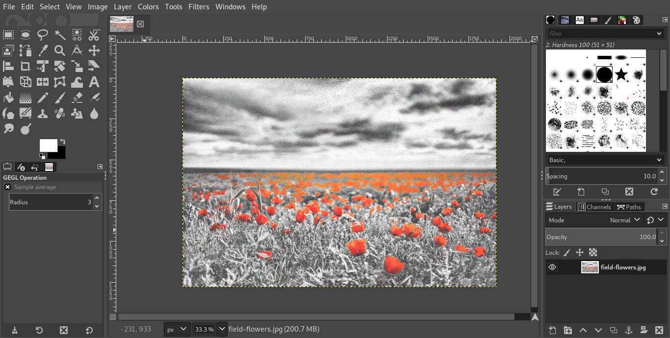 GIMP Selective Color -tulokset