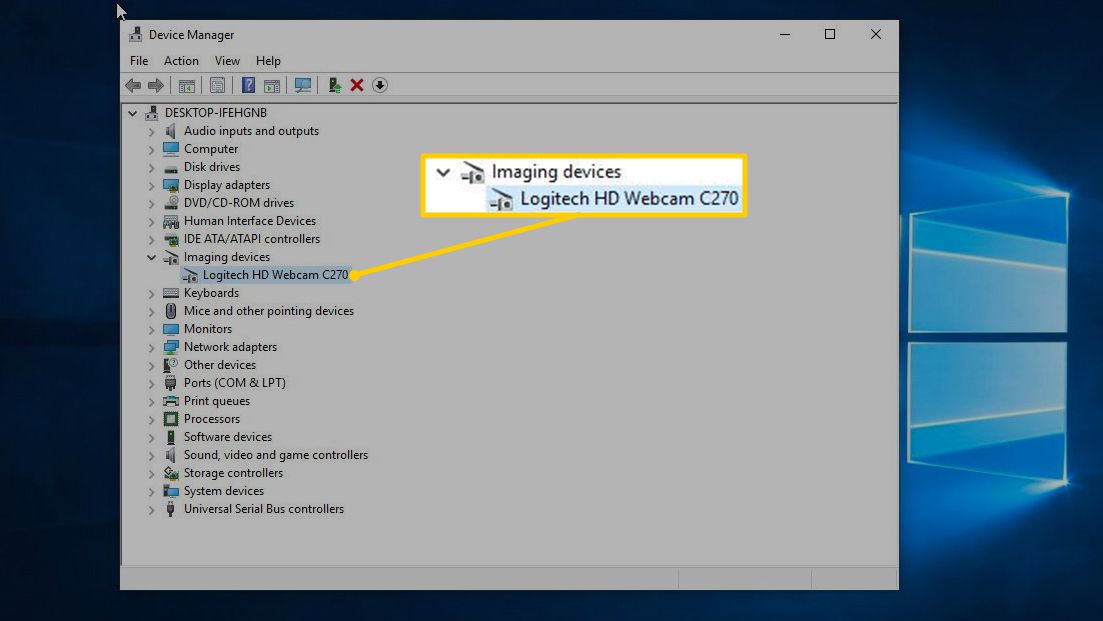 Logitech HD Webcam Imaging Devices Device Managerissa