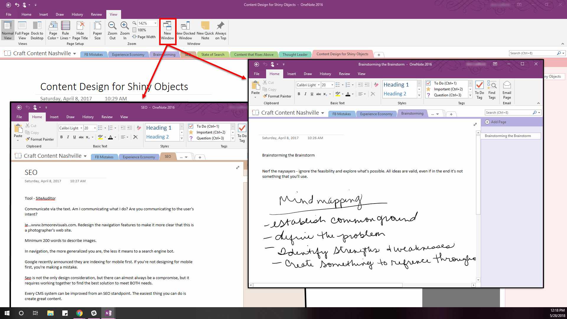 Tee moniajo OneNote 2016:ssa luomalla uusi Windows.