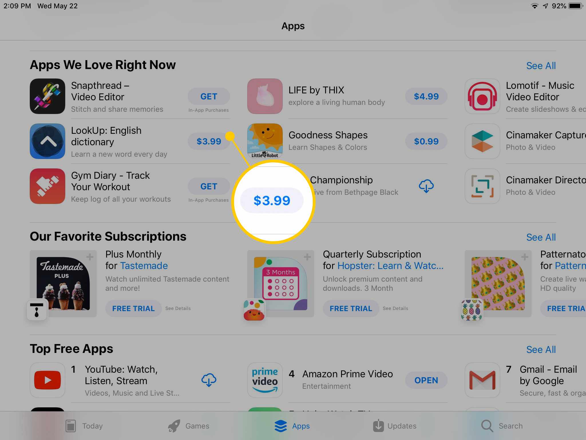LookUp-sovellus iPadin App Storessa