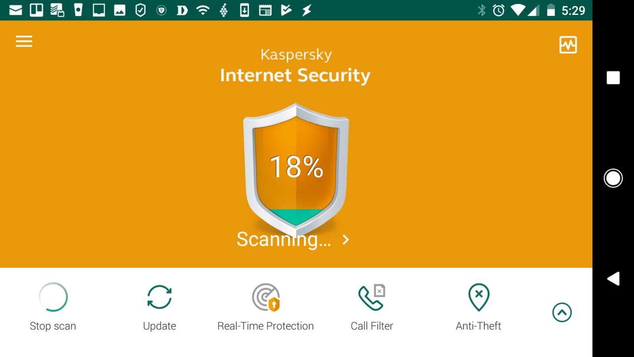 Mobiilikuvakaappaus Kaspersky Antivirus for Androidista