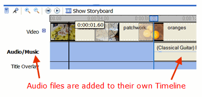 Äänen aikajana Windows Movie Makerissa