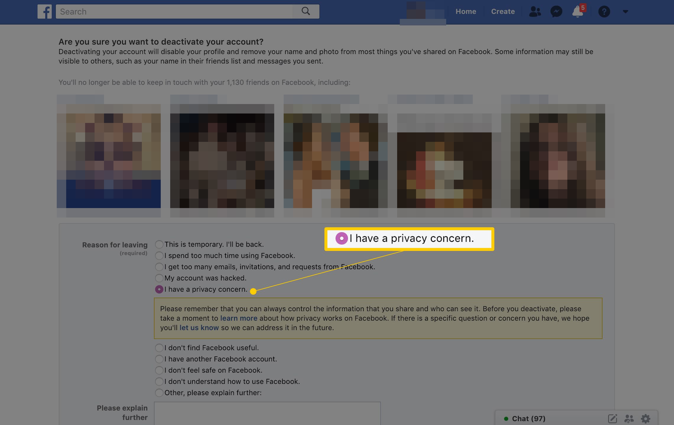 Olen huolissani Facebookin yksityisyydestä