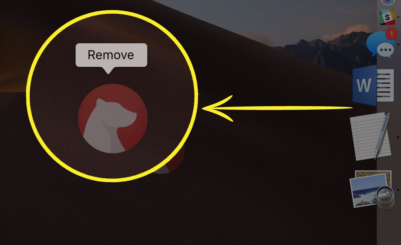 Poista Dock-kuvake macOS Dockista