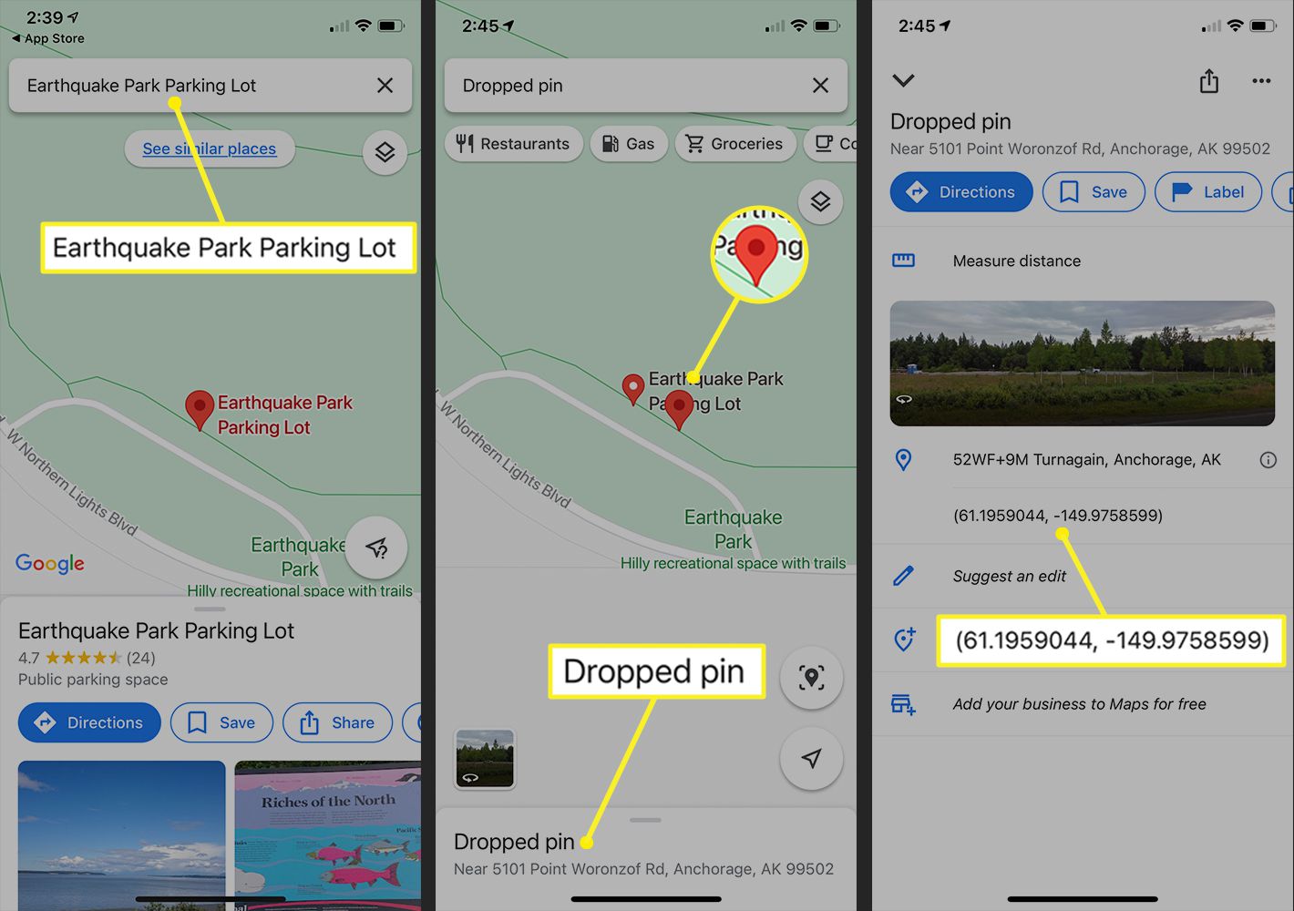 Google Maps -sovellus iPhonelle GPS-koordinaateilla