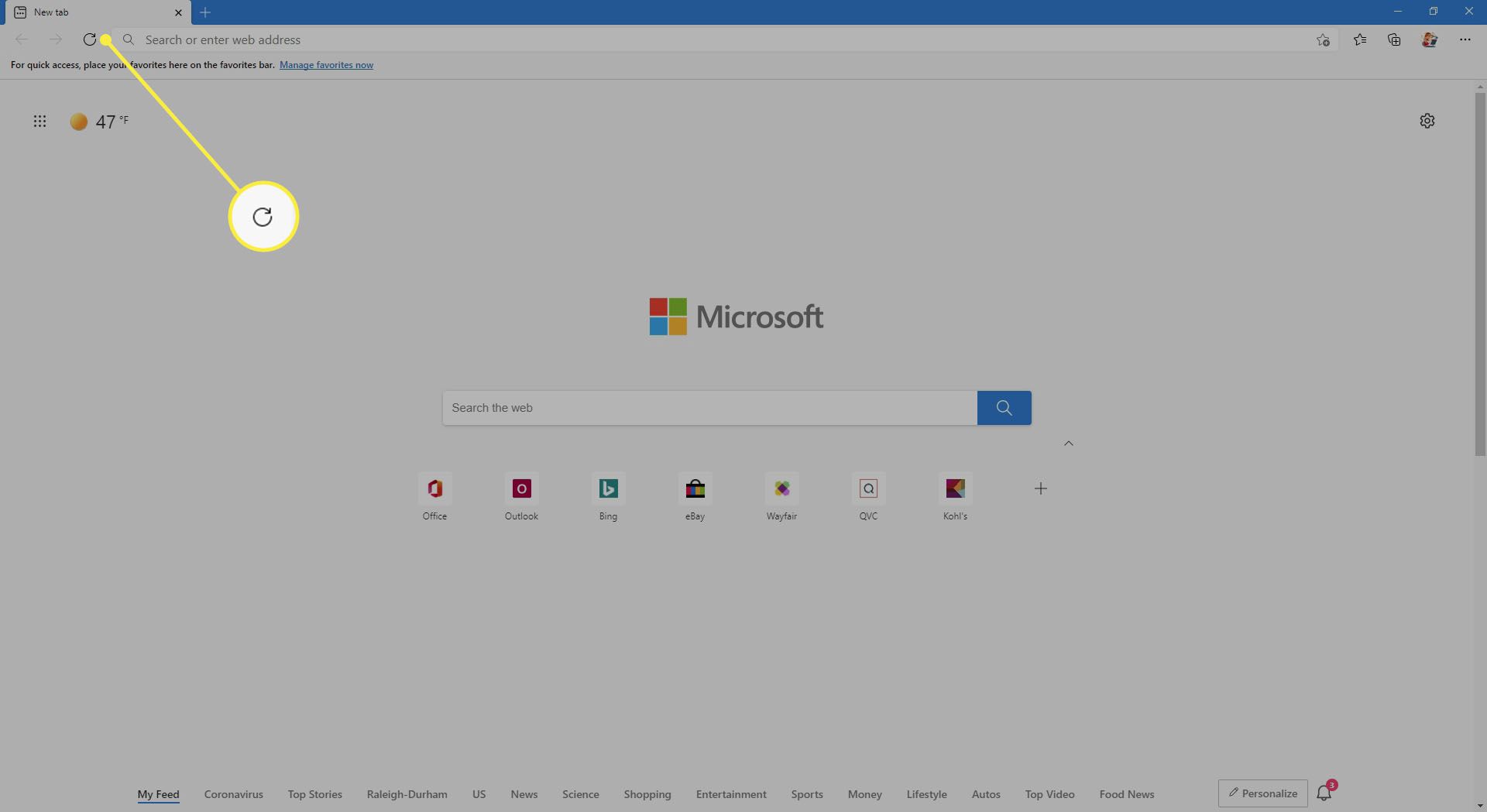 Päivitä kuvake Microsoft Edge for Windowsissa.