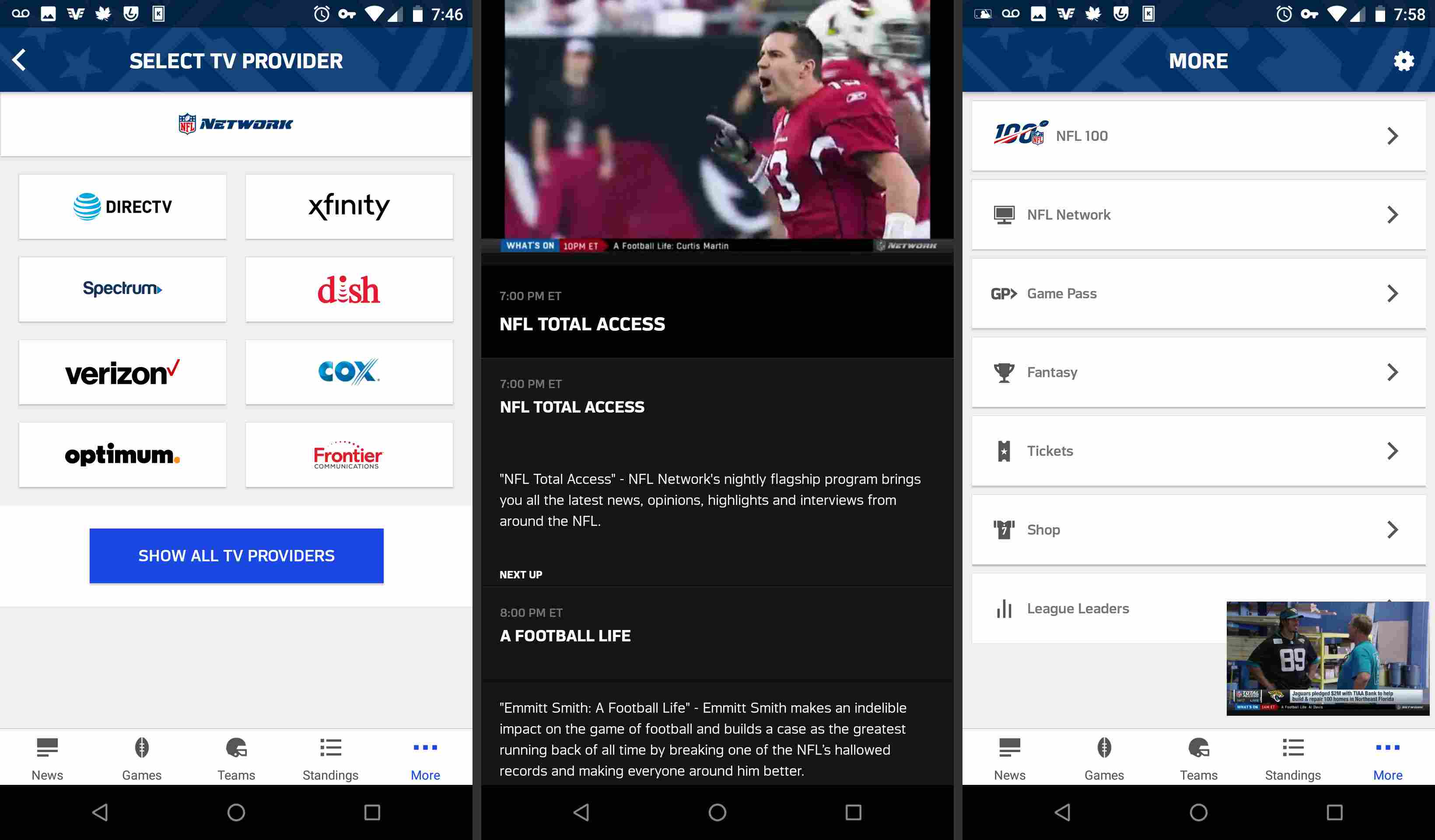 NFL-mobiilisovellus NFL-verkon suoratoistosivut