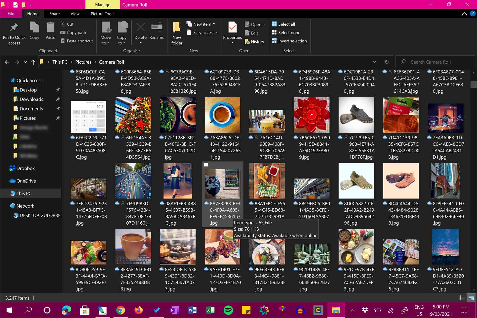 Valokuvat Windows 10 Explorerissa.