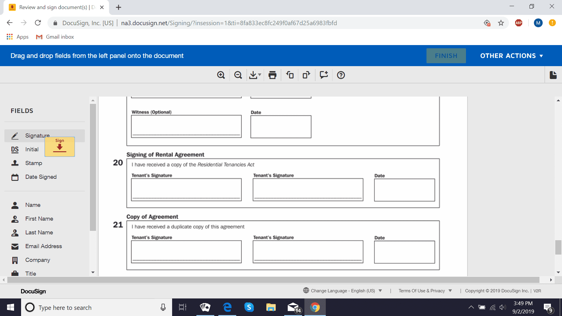 Lisää DocuSign-allekirjoitus