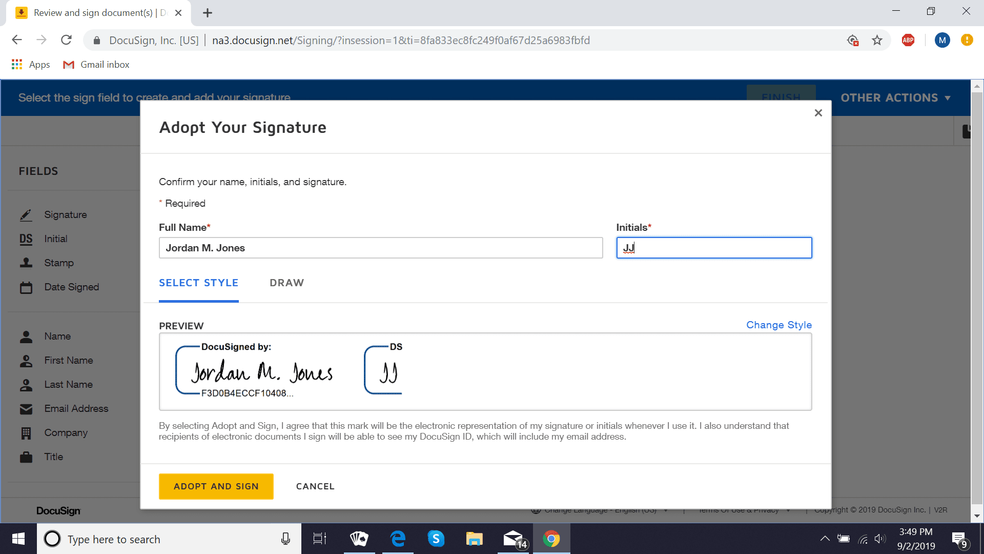 Luo DocuSign-allekirjoitus