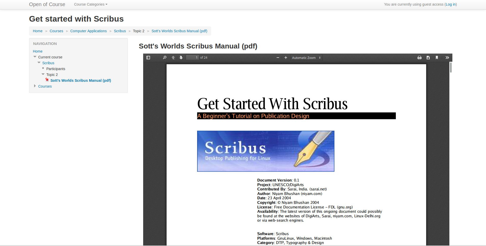 Sott's World Scribus -opetusohjelma