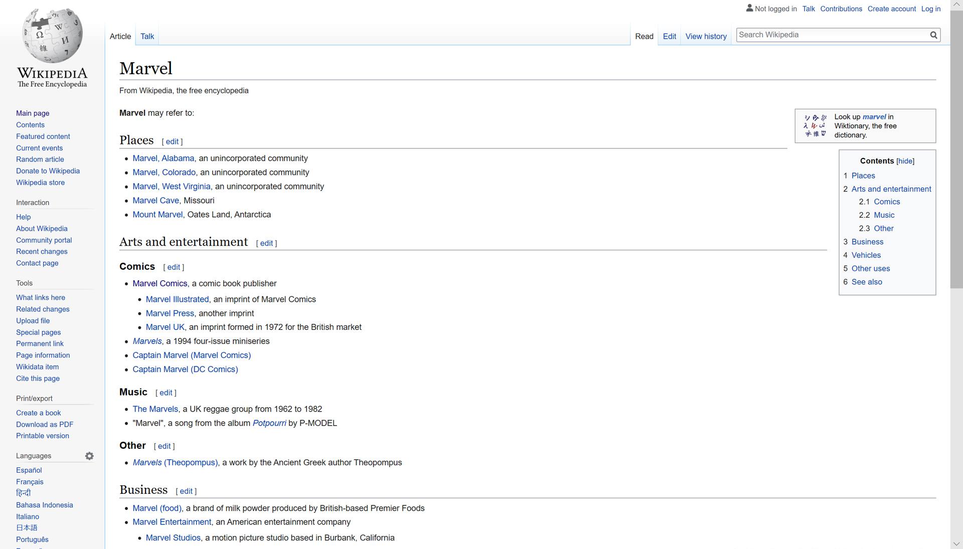 Wikipedian hakutulokset.