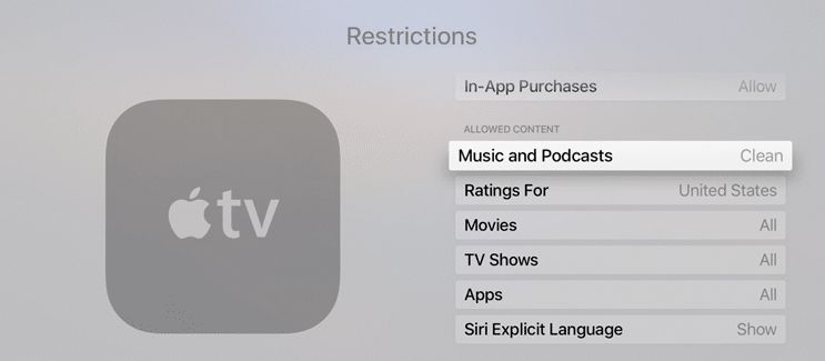 Apple TV sallii sisältörajoitukset