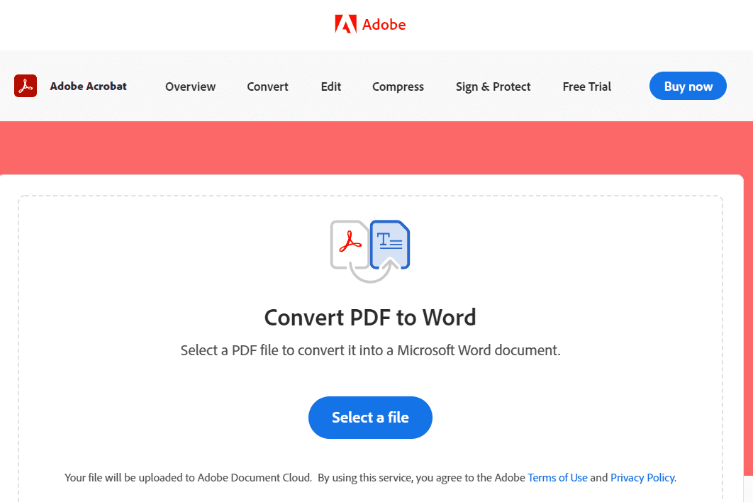 Adoben Convert to PDF -työkalu