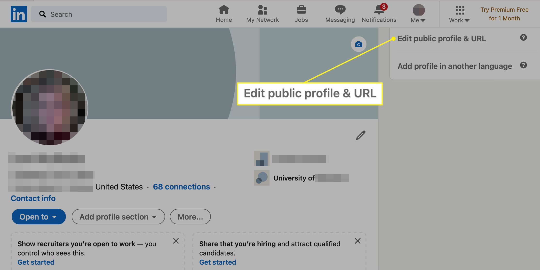 Muokkaa LinkedInissä valittua julkista profiilia ja URL-osoitetta