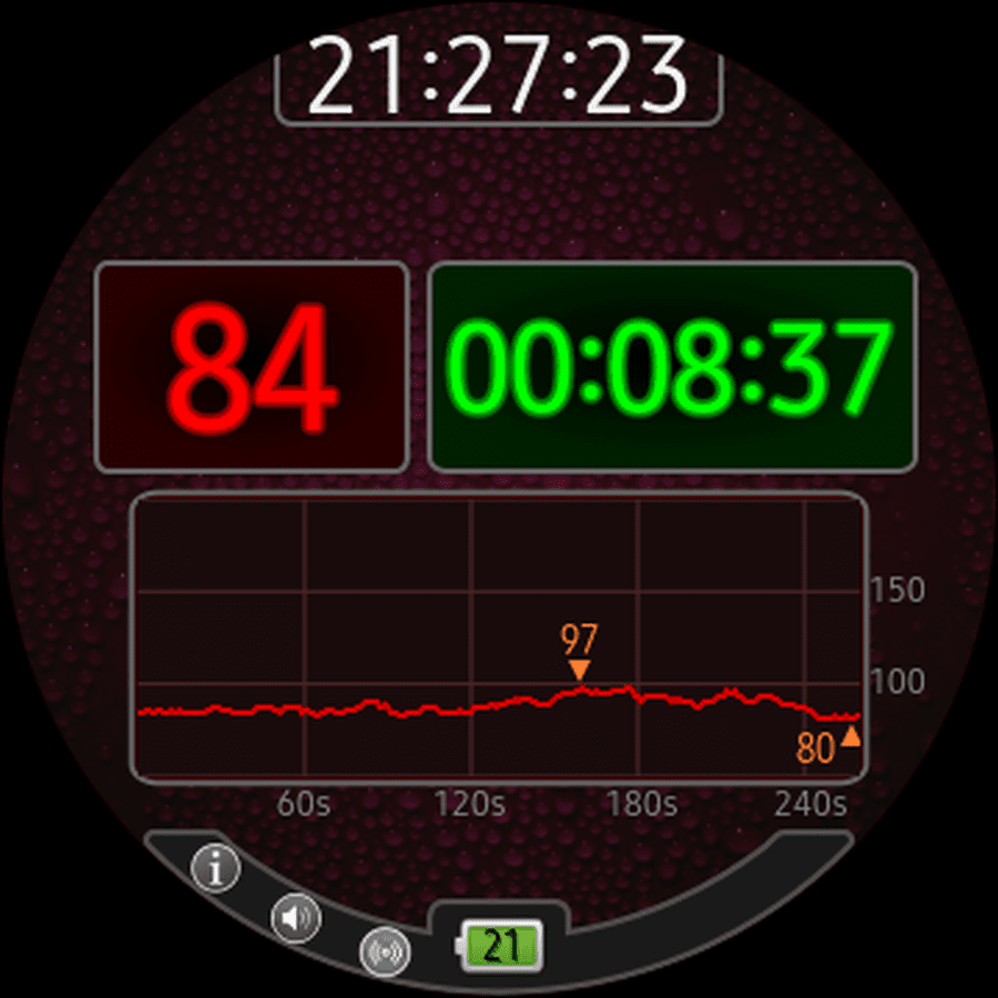 Kuvakaappaus Heart Rate Graphic Galaxy Watch -sovelluksesta.