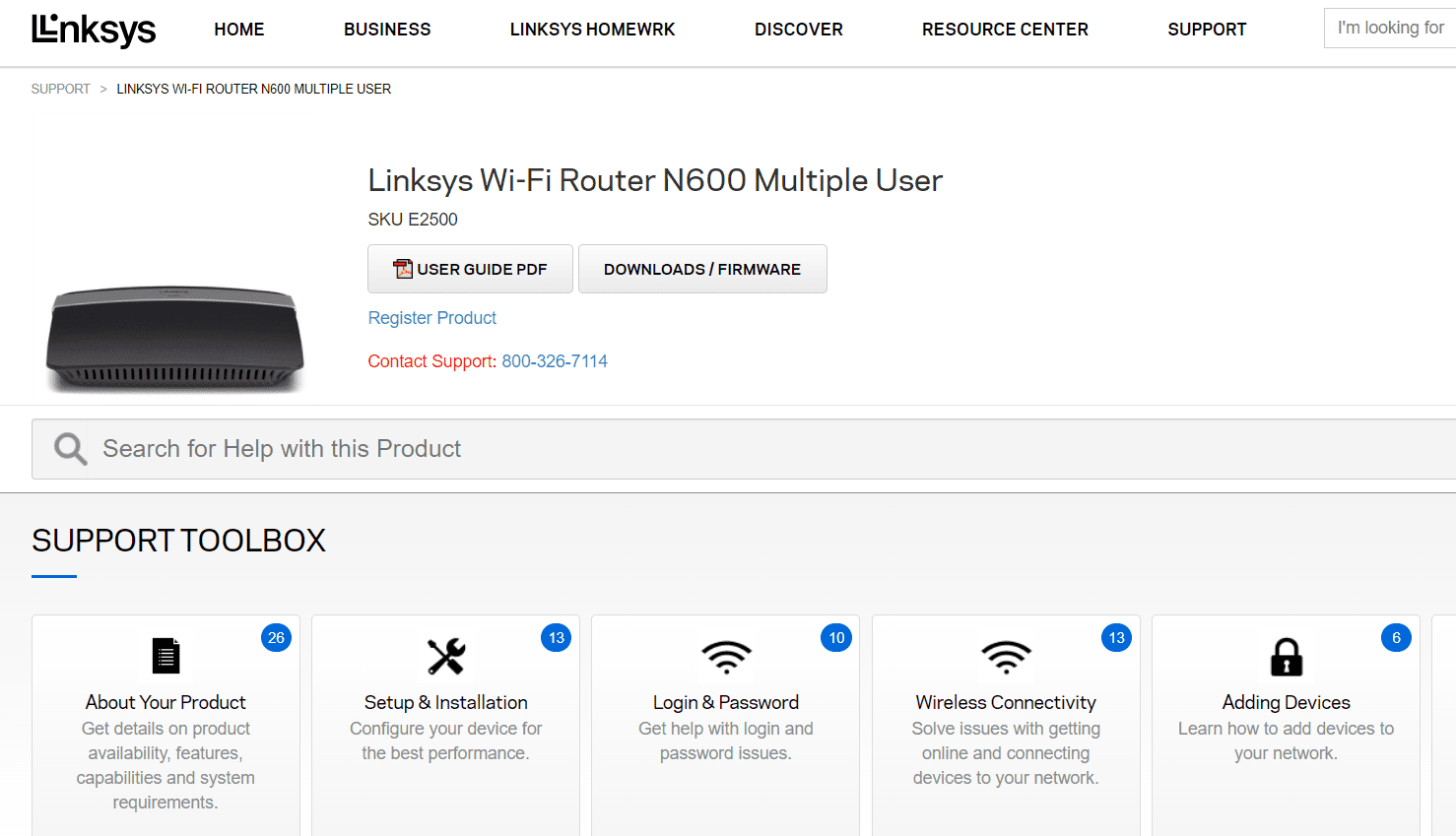 Linksys Wi-Fi Router E2500 -tukisivu