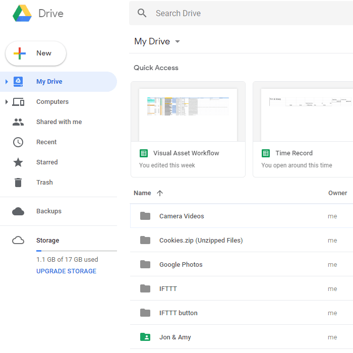 Google Driven Oma Drive -ikkuna