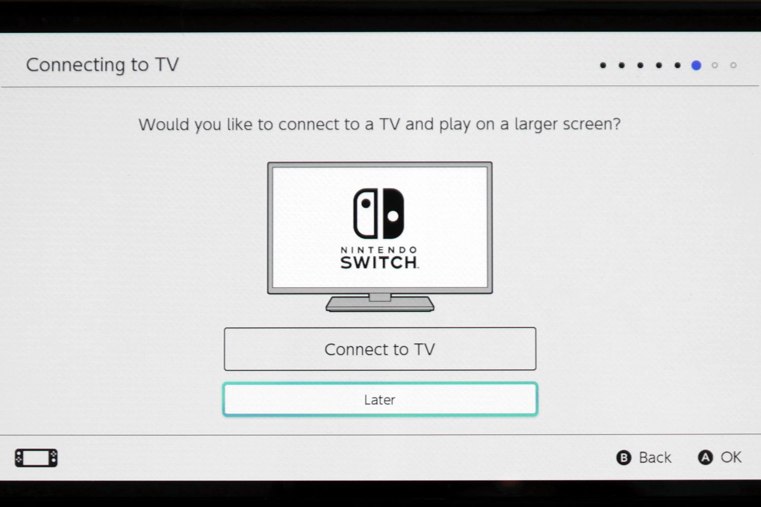 Nintendo Switch OLED -asetukset Yhdistäminen TV-ruutuun.