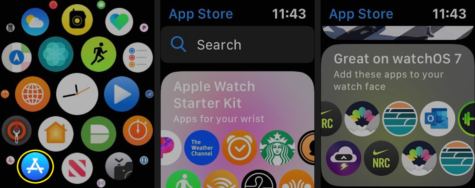 Avaa App Store Apple Watchissa nähdäksesi suositellut sovellukset