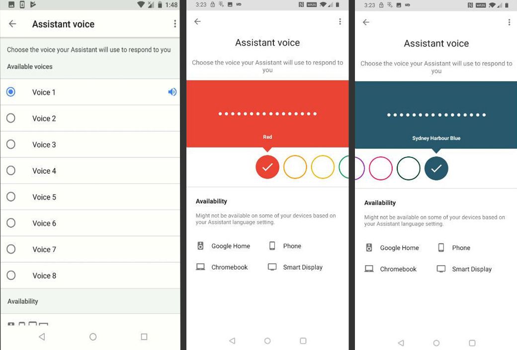 Google Assistant Voice Choices