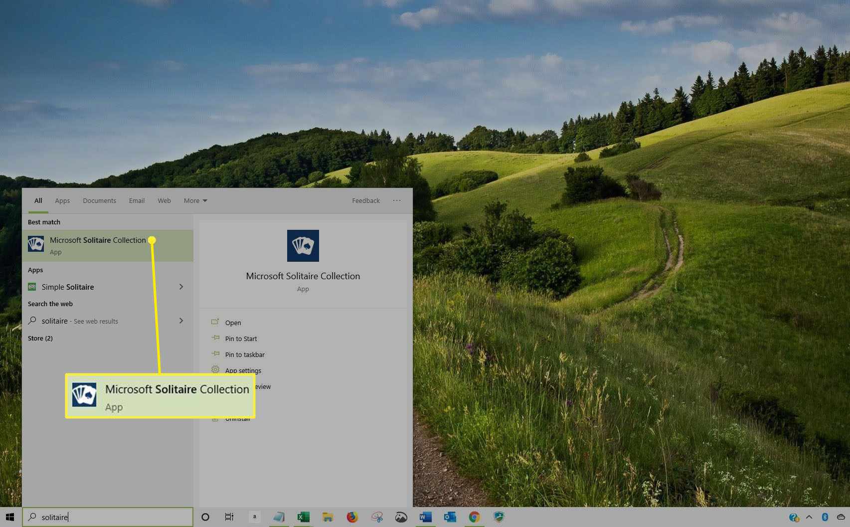 Valitse hakutoiminnosta Solitaire.