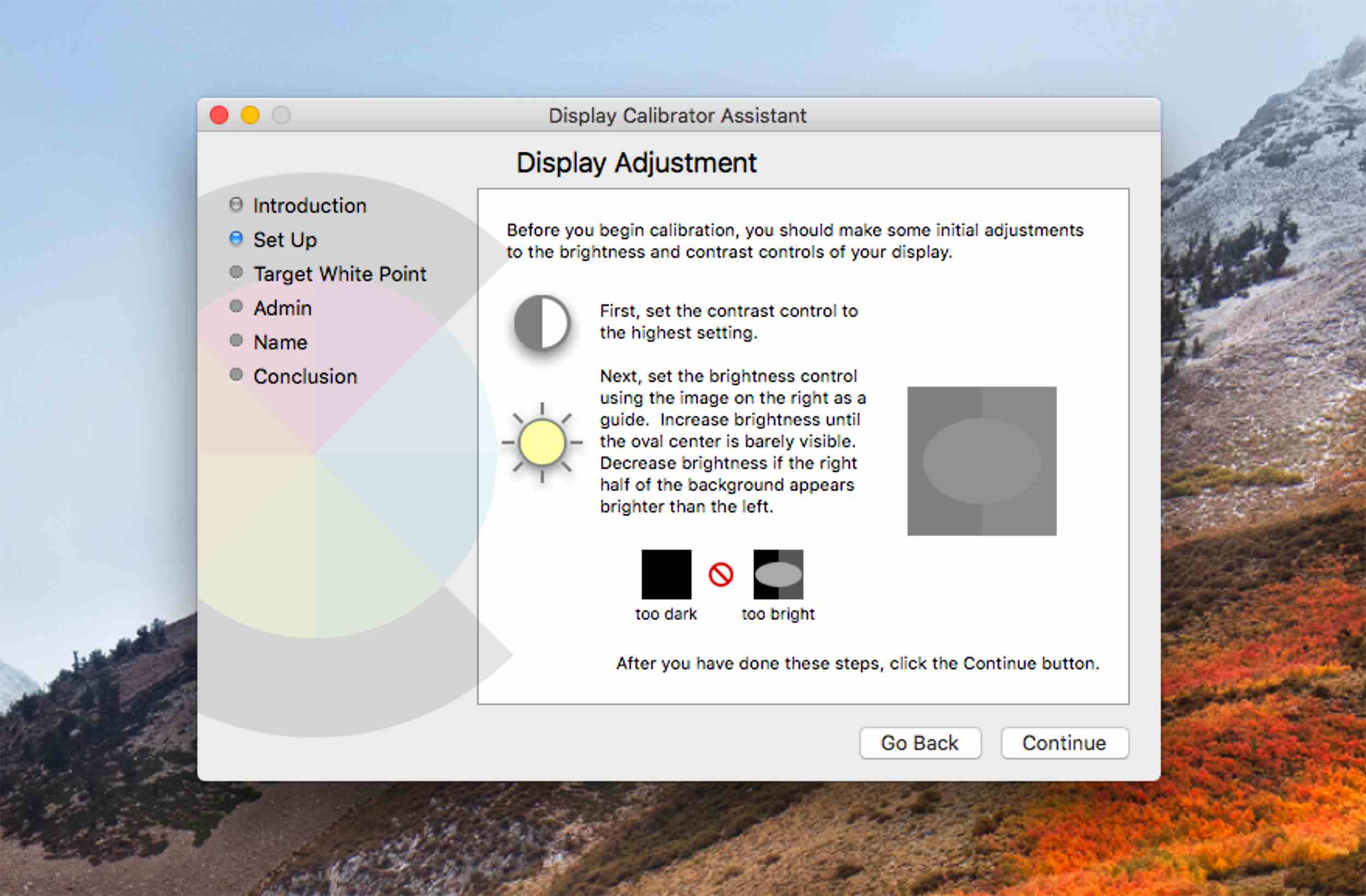 Näytön kirkkauden säätäminen Display Calibrator Assistantilla