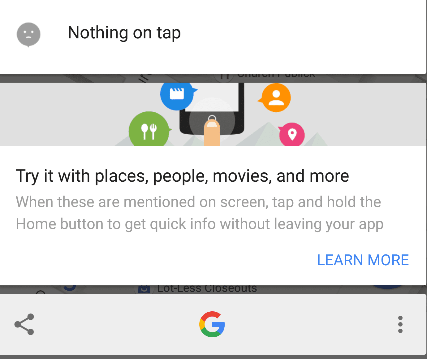 Google Now on Tap: ei mitään