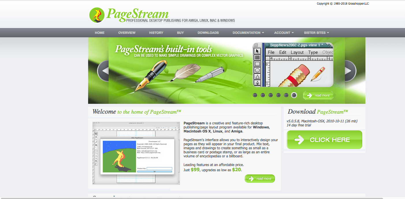 PageStream-sivun asettelu ja julkaisuohjelma