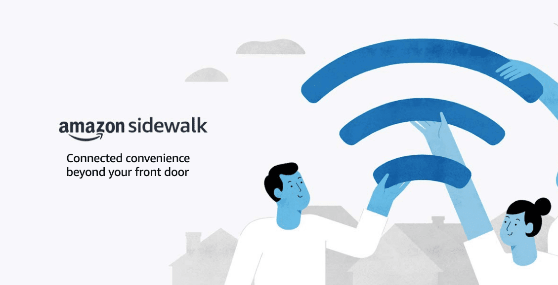 Amazon Sidewalk -bannerikuva, joka näyttää kuinka ihmiset ovat helposti yhteydessä
