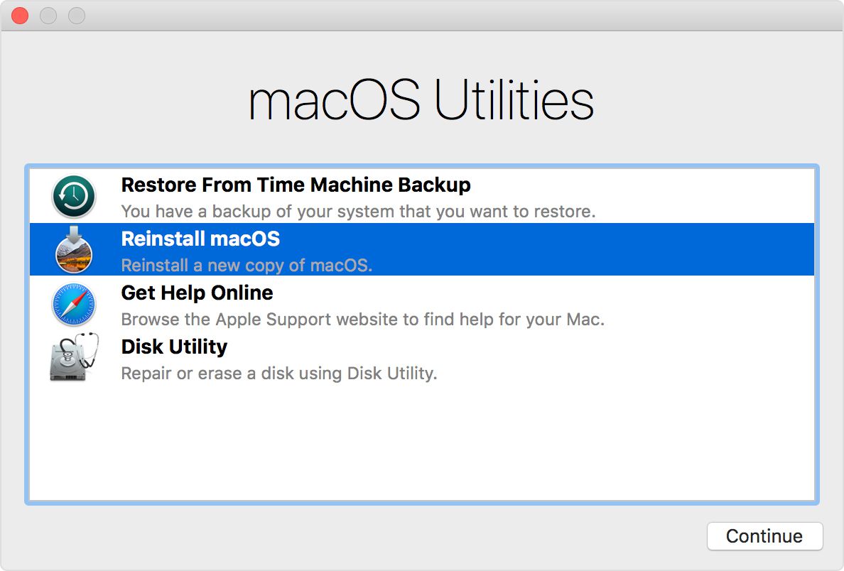 Kuvakaappaus macOS Utilities -sovelluksesta