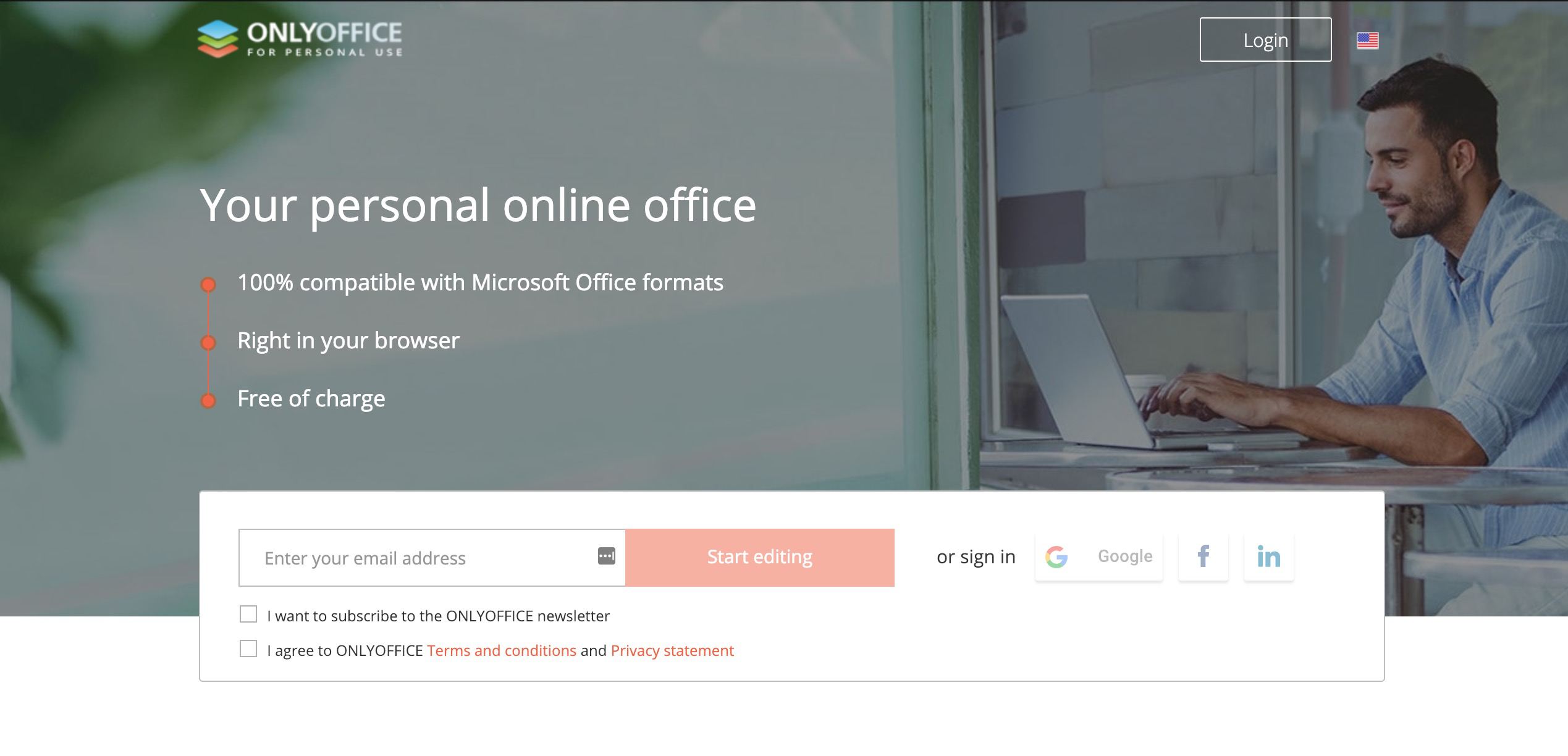 Ilmaisen Microsoft Office -vaihtoehdon ONLYOFFICE verkkosivusto.