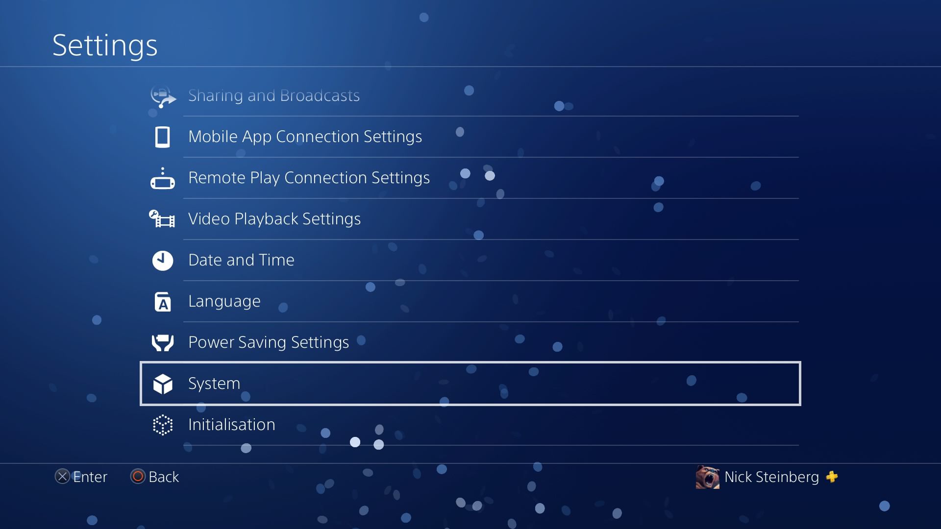 Valitse järjestelmäasetukset PS4:llä.