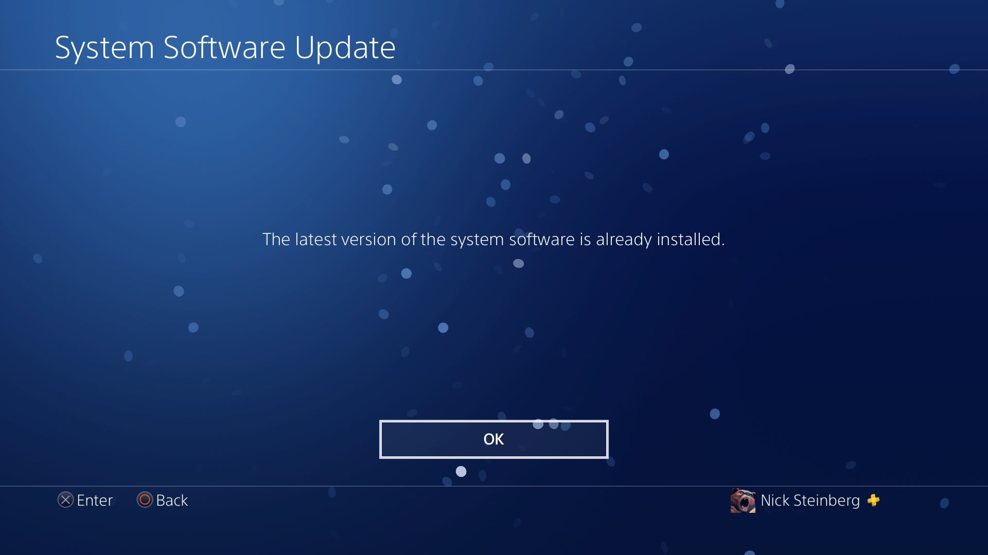 Järjestelmäohjelmiston päivitysnäyttö PS4:llä. 
