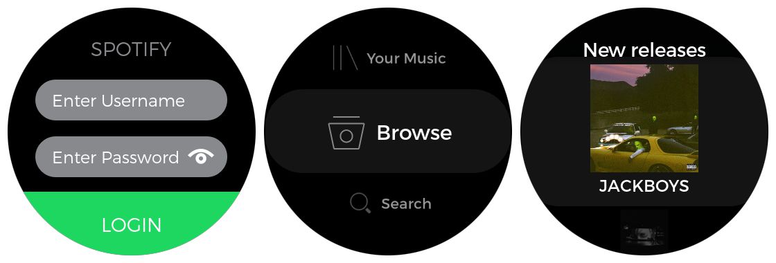 Samsung Gear S3 Spotify -sovellus