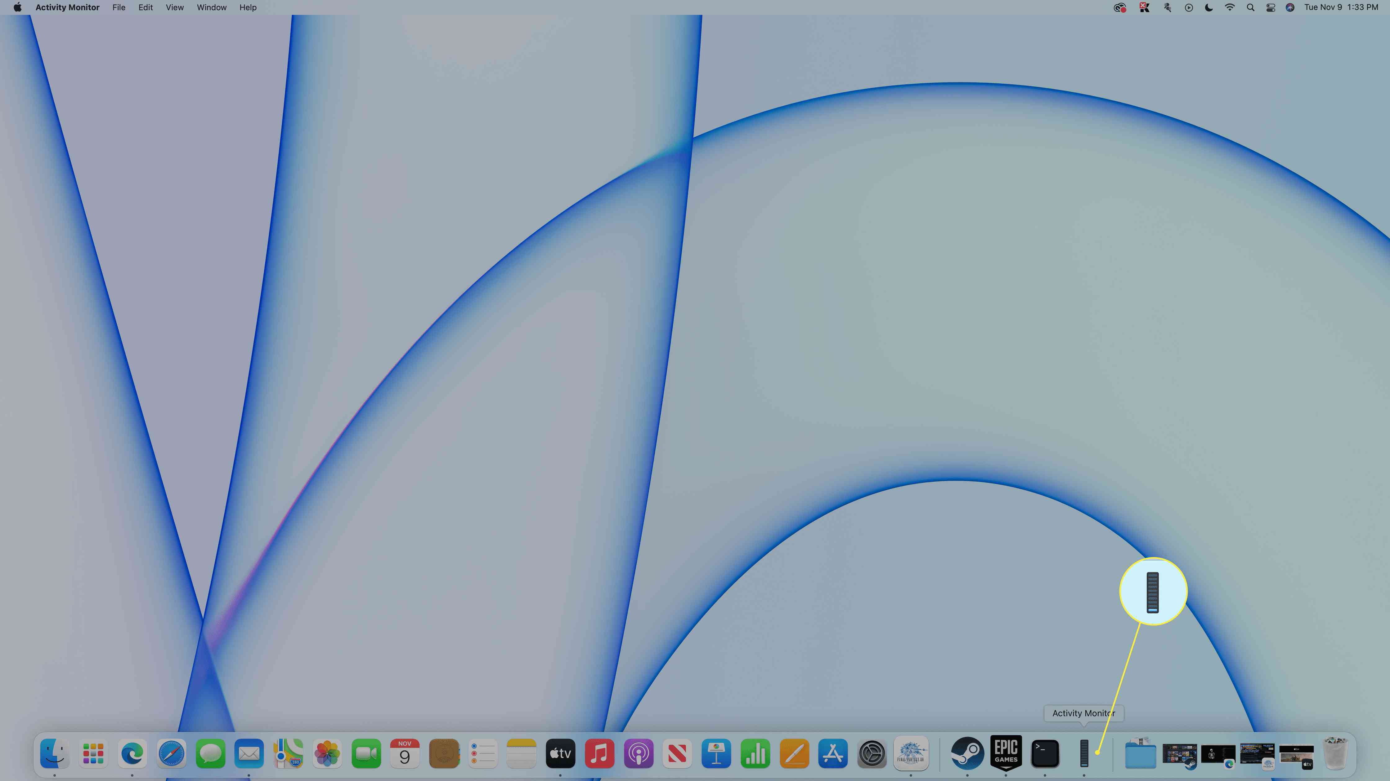 Suorittimen käyttö näkyy macOS Dockissa
