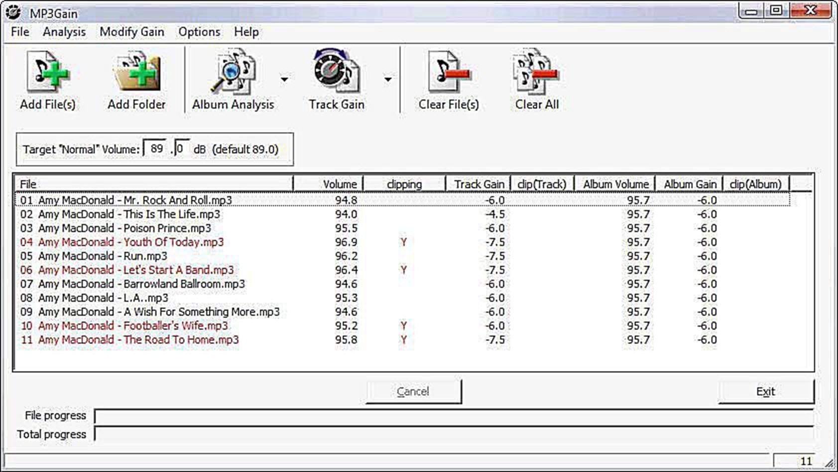 MP3Gain analysoi musiikkisi määrittääkseen, voidaanko se normalisoida.