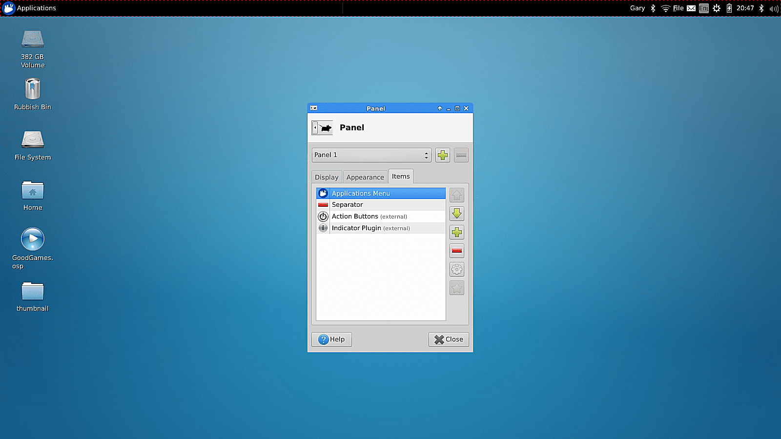 XFCE-paneeli