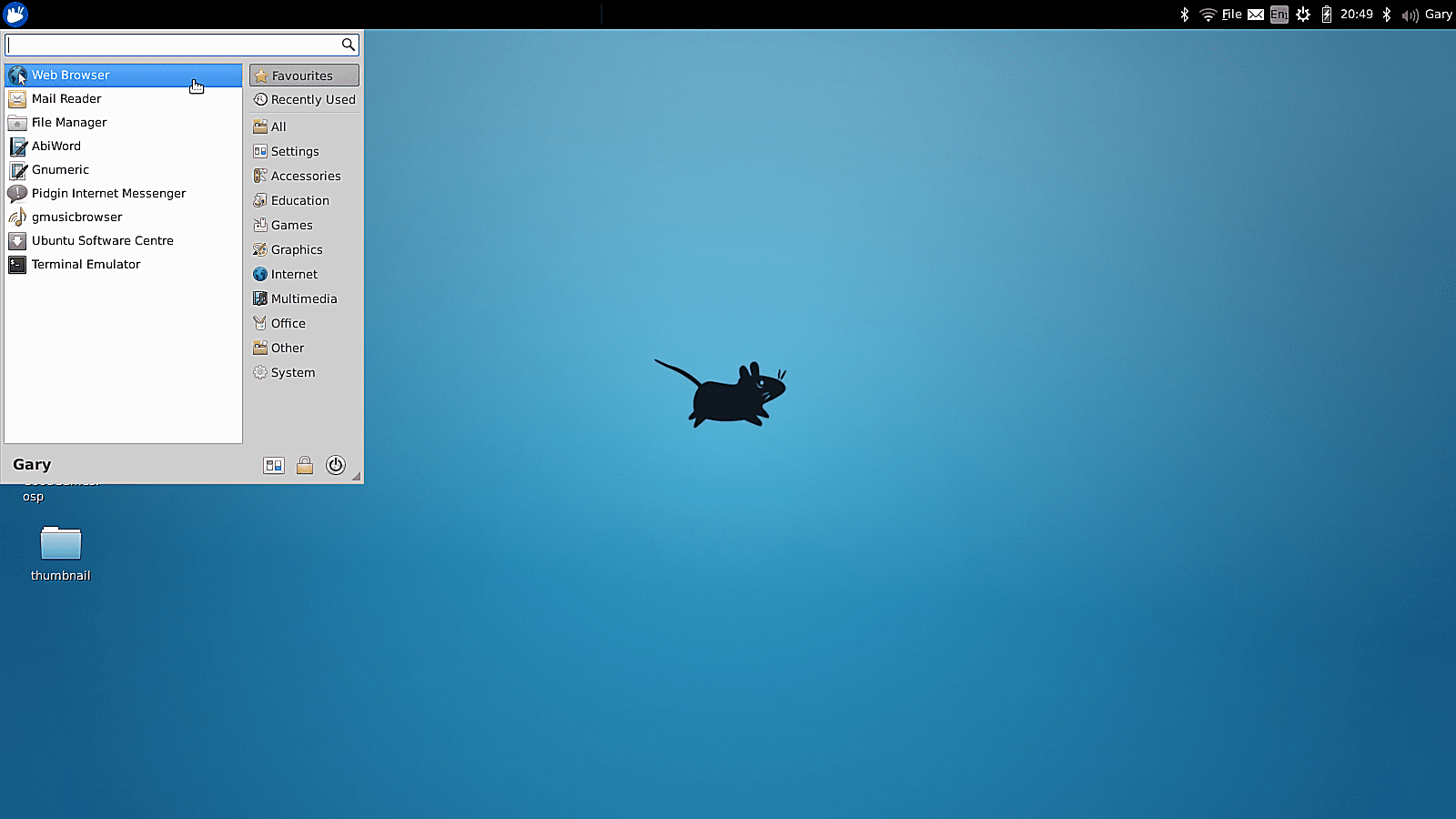 XFCE Whisker -valikko