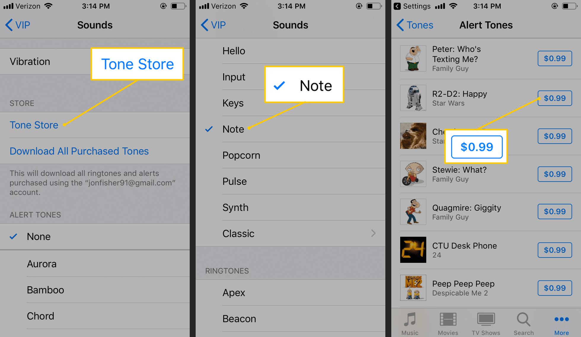 Tone Store, Note, Alert Tones Store iOS:ssä