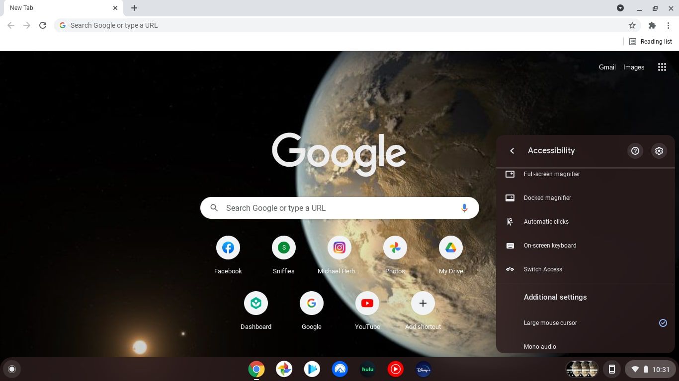 Chromebookin esteettömyysominaisuuksien näyttönäppäimistö