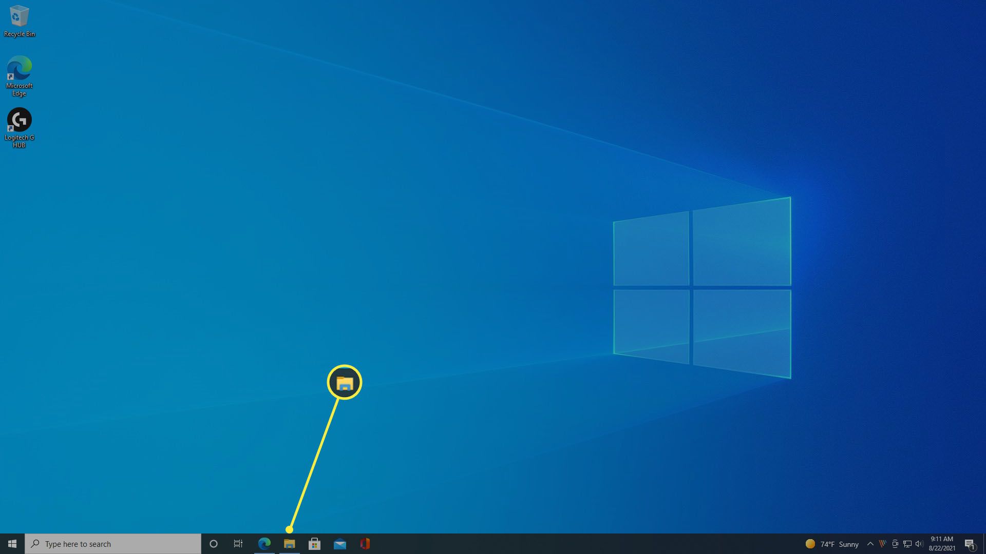 File Explorerin pikakuvake tehtäväpalkissa Windows 10:ssä.