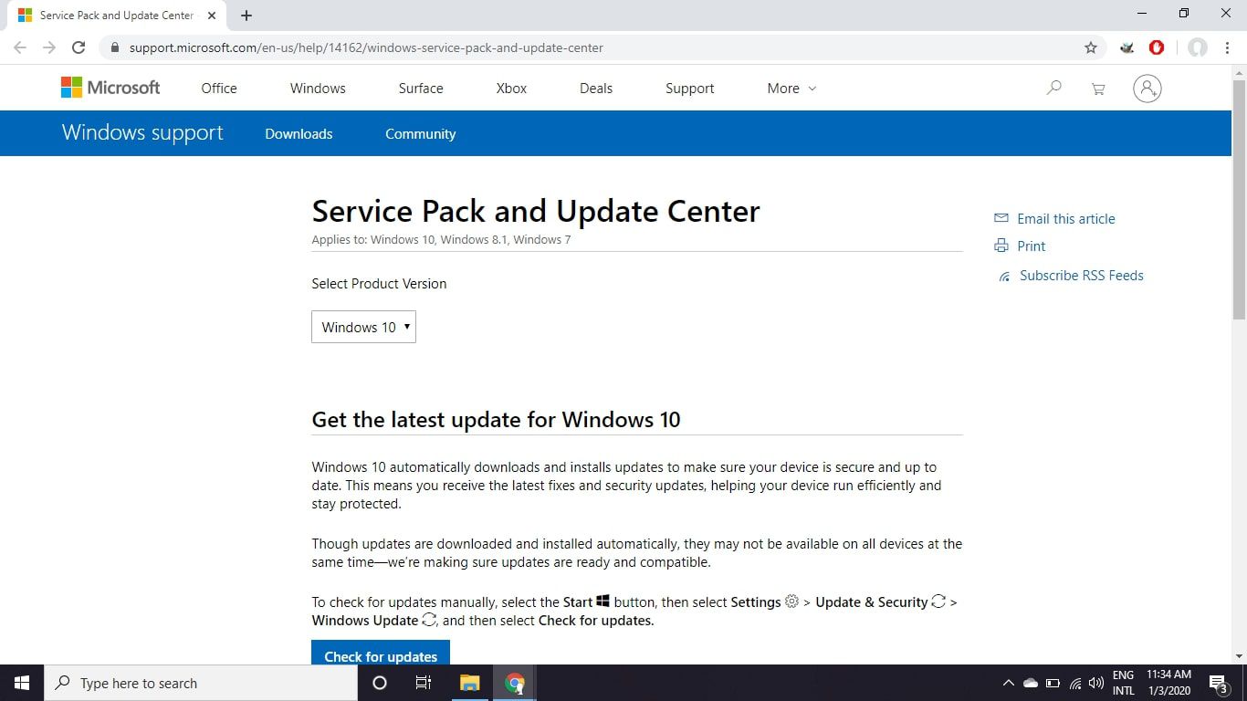 Vieraile Windows Service Pack Update Center -sivulla ladataksesi uusimmat päivitykset käyttöjärjestelmääsi.